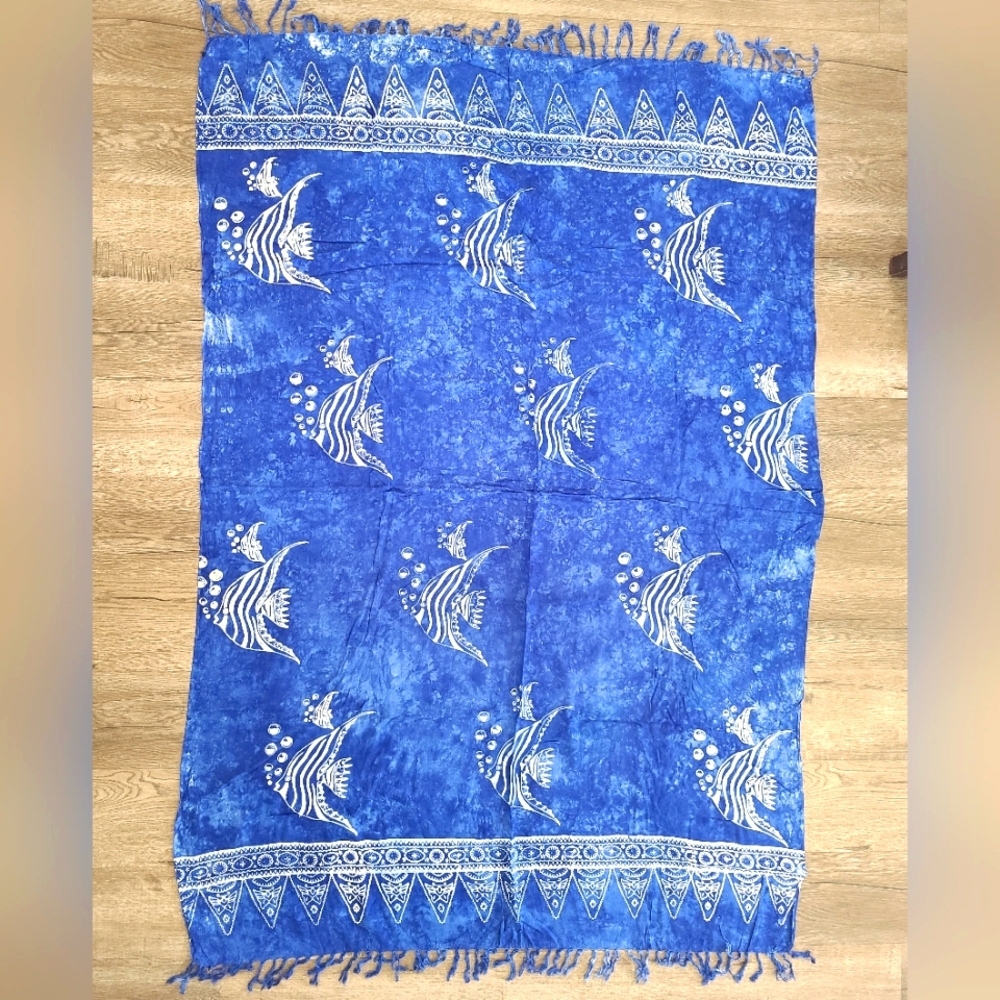 Hawaiian beach sarong Bathing Suit Coverup Blue Fishes